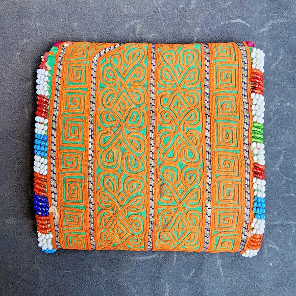 Kuchi Embroidered Pouch Wallet Central Asian Handmade Beaded Semi-Circle Motif - Picture 9 of 9